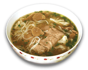 Noodle House Sacramento's Combination Beef Pho, a Delicious authentic beef soup full of rice noodles, Beef Steak, Meatballs, Tripe, Brisket, Tendon, and Flank topped with chopped green onions.